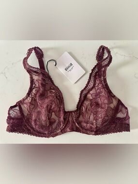 Wolford Lace Underwire Bra in Deep Plum Size 36B